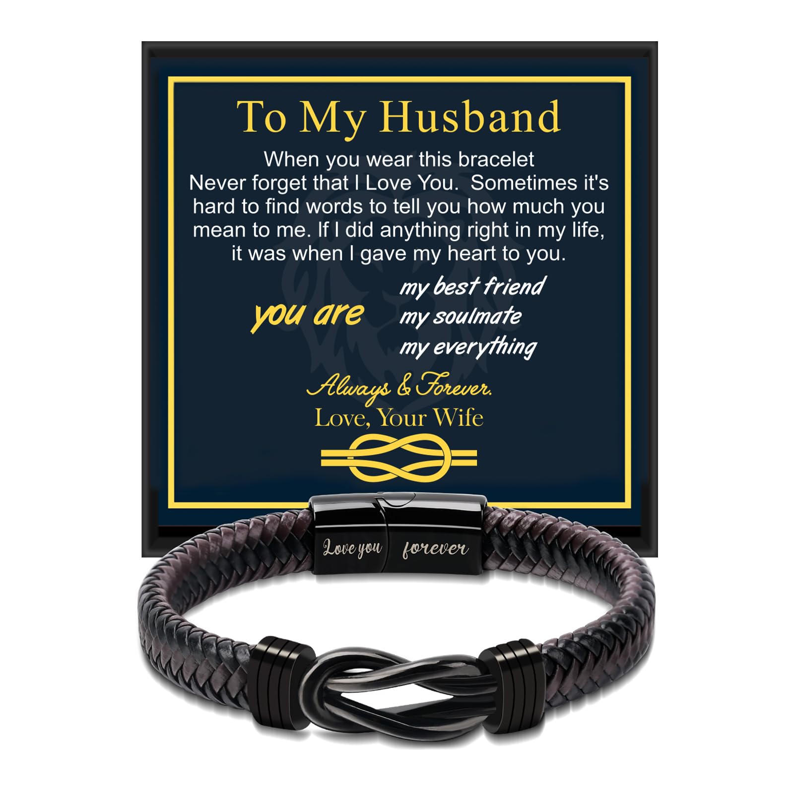 Bracelets Gifts for Men: Valentines Day Gifts for Him Leather Couples Bracelets Anniversary Romantic Gifts for Boyfriend Husband from Wife Valentine's Birthday Christmas
