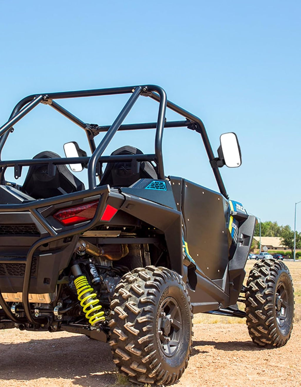 KEMIMOTO UTV Mirrors UTV Side Mirrors Fits 1.6 inch to 2 inch Roll Cage Compatible with Polaris RZR 900 1000 Can Am Kawasaki Teryx Mule Rhino YXZ Zforce Pioneer 1000/700, Shatter Proof Tempered Glass