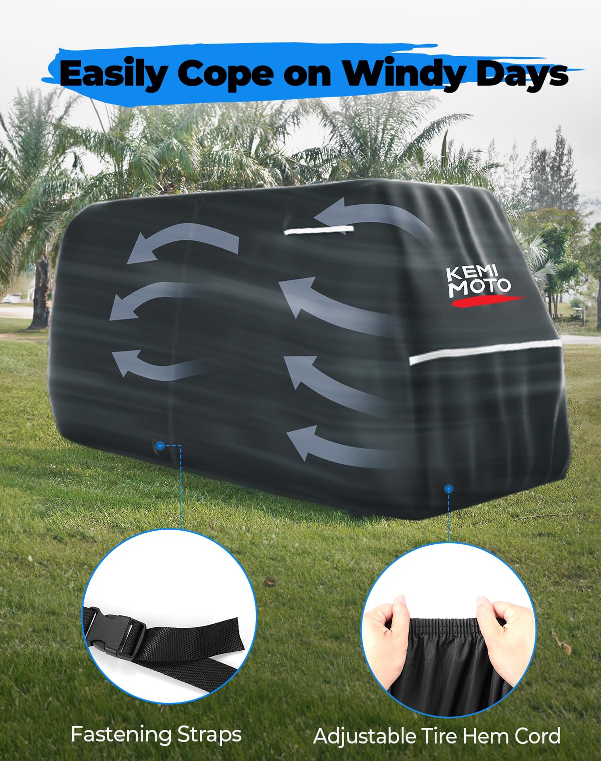 KEMIMOTO 600D Waterproof Golf Cart Cover, Universal Heavy Duty Large 6-Seater Golf Cart Rain Cover with Storage Bag Compatible with EZGO Club Car 6/4+2 Passenger, Black