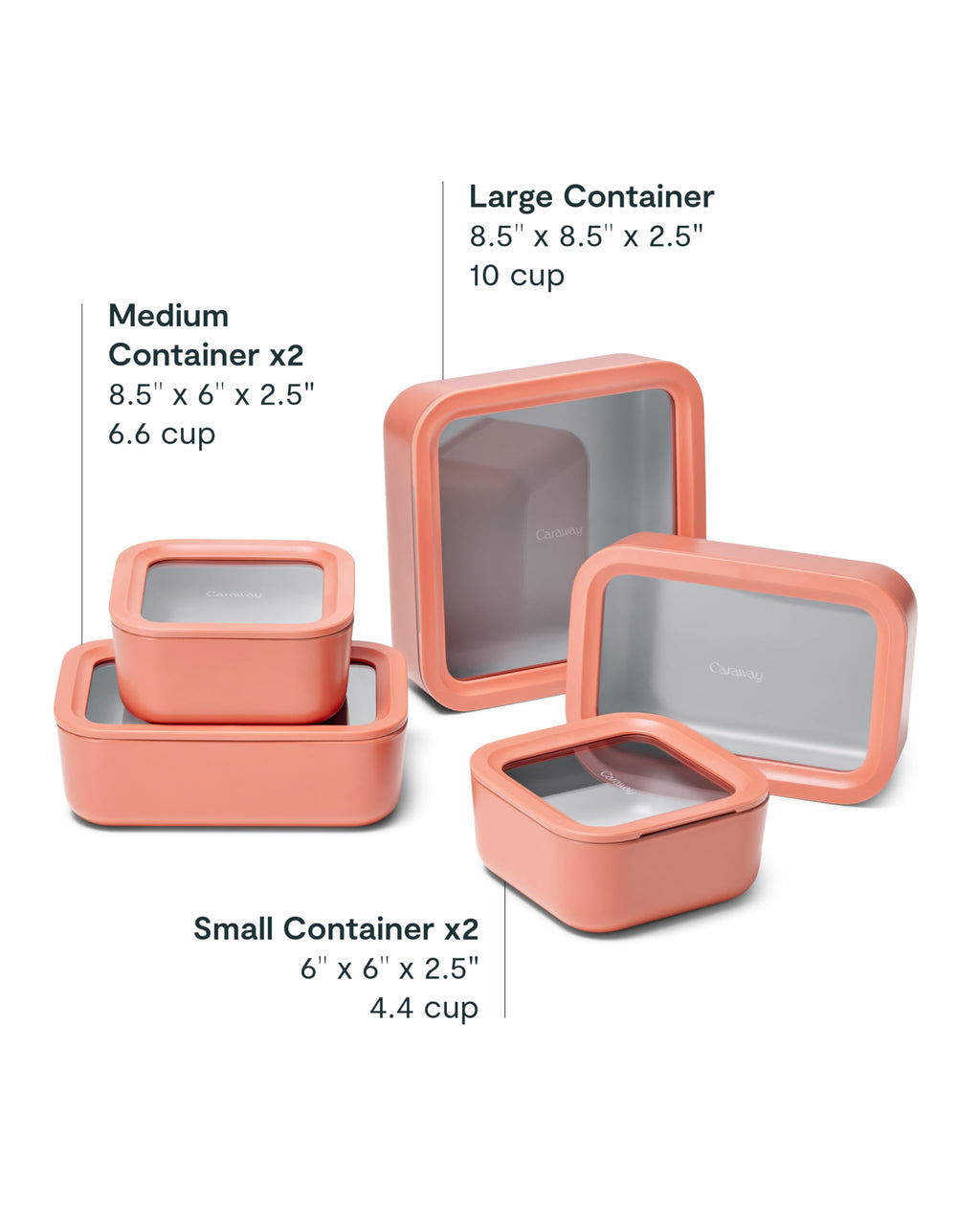 Caraway 13pc Glass Food Storage Container Set - Easy to Store, Non Toxic Lunch Box - with Glass Lids - Includes Storage Organizer - Cream