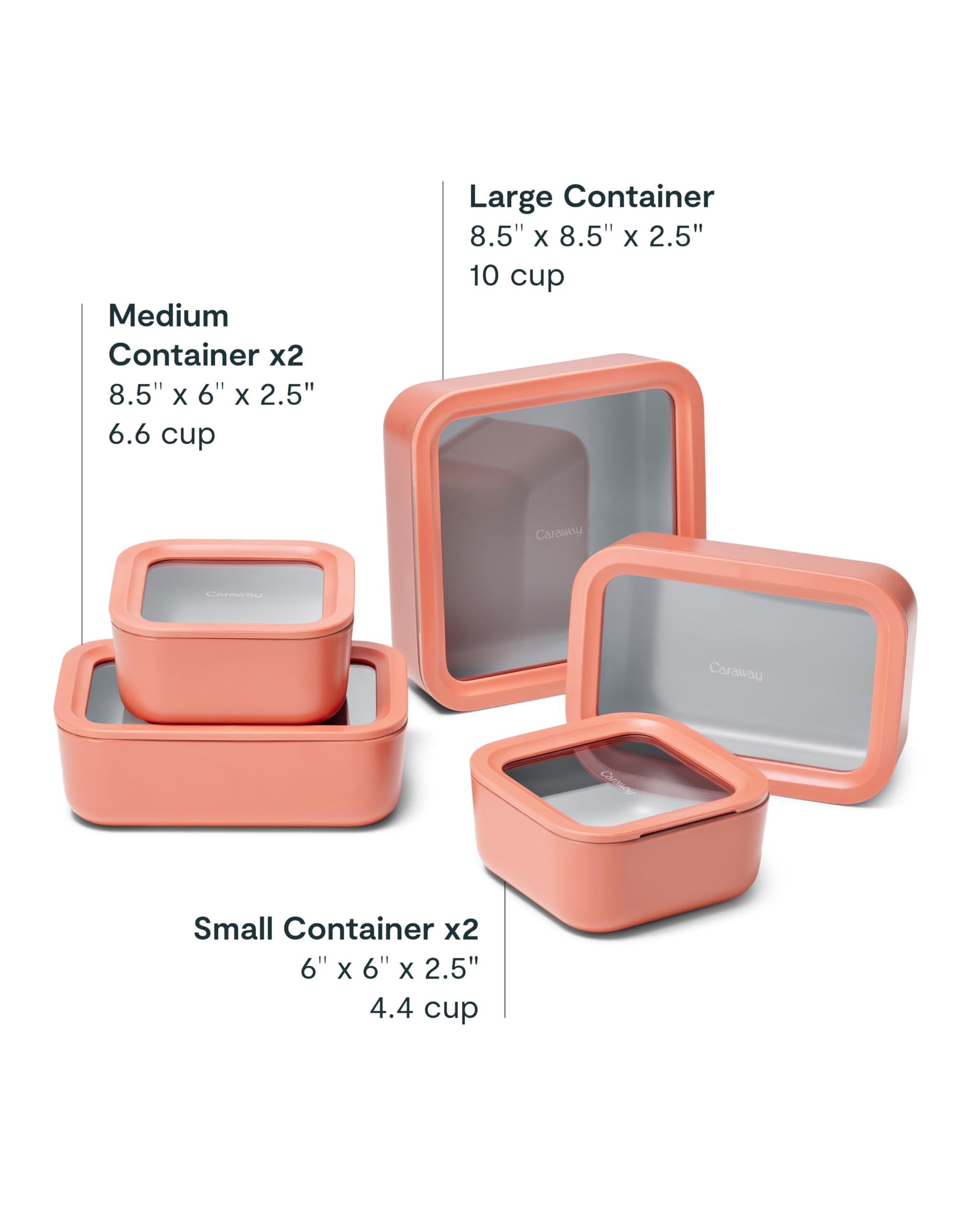 Caraway 13pc Glass Food Storage Container Set - Easy to Store, Non Toxic Lunch Box - with Glass Lids - Includes Storage Organizer - Cream
