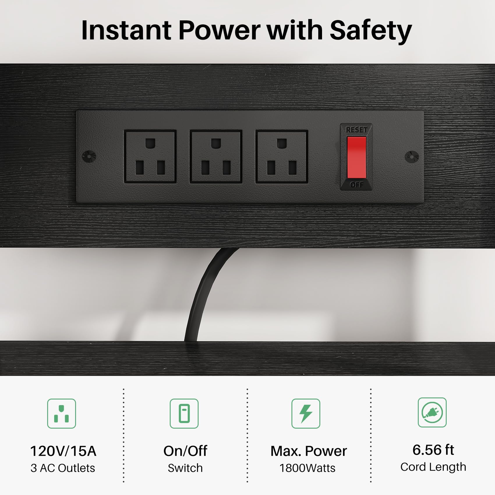 Baker Rack with Power Outlet - Microwave Stand with Storage, Large Coffee Bar Station with 14 Hooks, Metal Kitchen Shelf Rack for Spices, Pots (Rustic Brown) | with Power Outlet, with Storage, with 14 Hooks, for Spices, for Pots