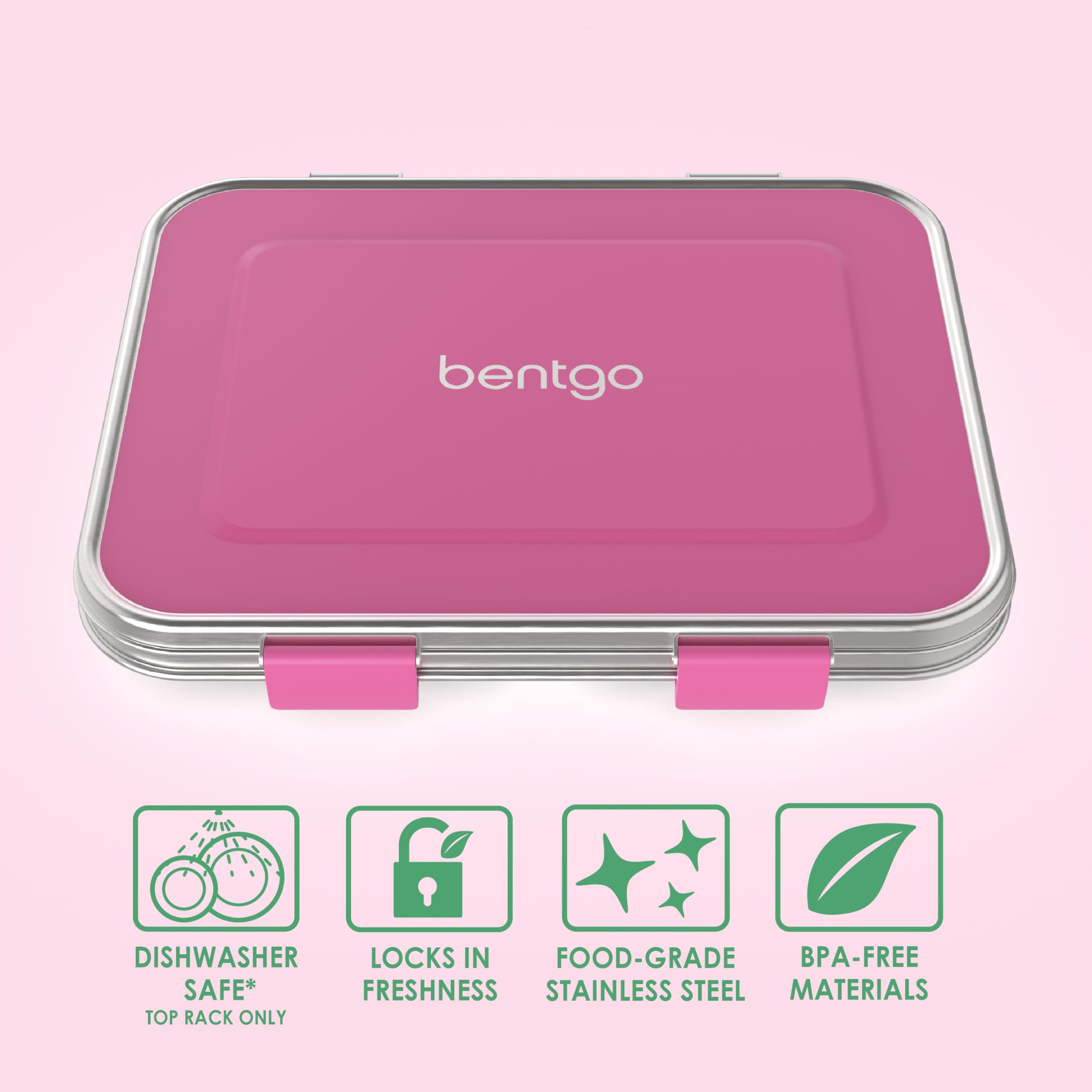 Bentgo Kids Stainless Steel Leak-Resistant Lunch Box - 3-Compartments with Bonus Silicone Container, Durable, Eco-Friendly, Dishwasher Safe, BPA-Free, Ideal for School, Ages 3+ (Blue)