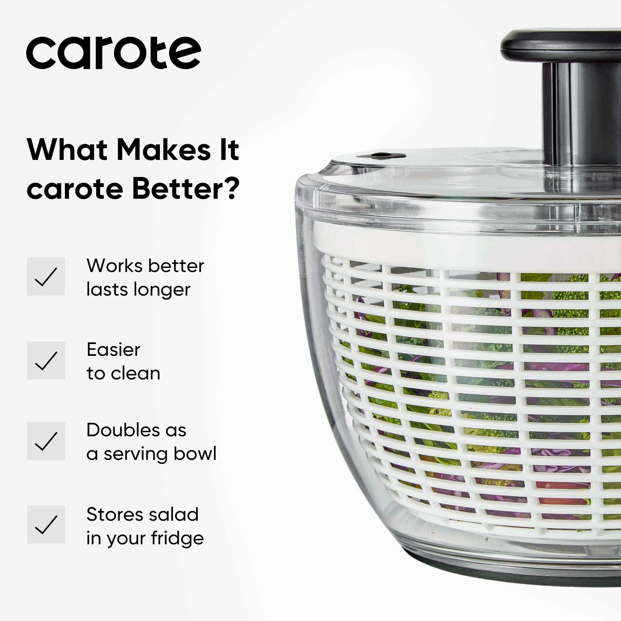 CAROTE 6.4 Qt Salad Spinner Large Lettuce Spinner Plastic Vegetable Fruit Washer, Vegetable Cleaner Salad Cleaner Lettuce Washer, Non-Slip Base, BPA-Free