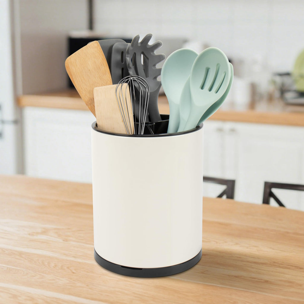 RedCall Stainless Steel Cooking Utensil Holder,360° Rotating Kitchen Utensil Holder,Extra Large Spatula Spoon Holder Counter,Weighted Base Utensil Caddy Storage Organizer for Countertop