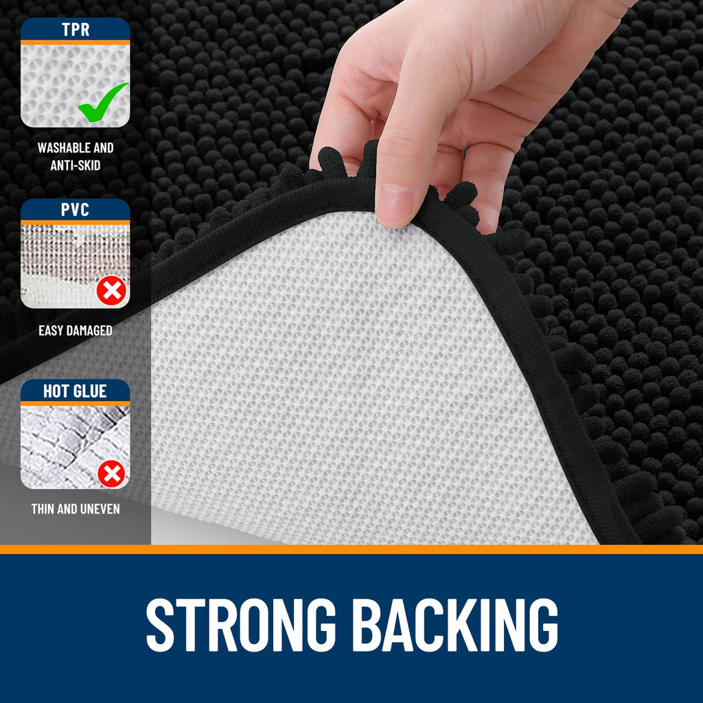 OLANLY 30-inch Round Bathroom Rugs, Extra Soft and Absorbent Chenille Bath Rugs, Quick Dry Machine Washable Bath Mats for Bathroom Floor, Tub and Shower, Home Decor Accessories, Grey