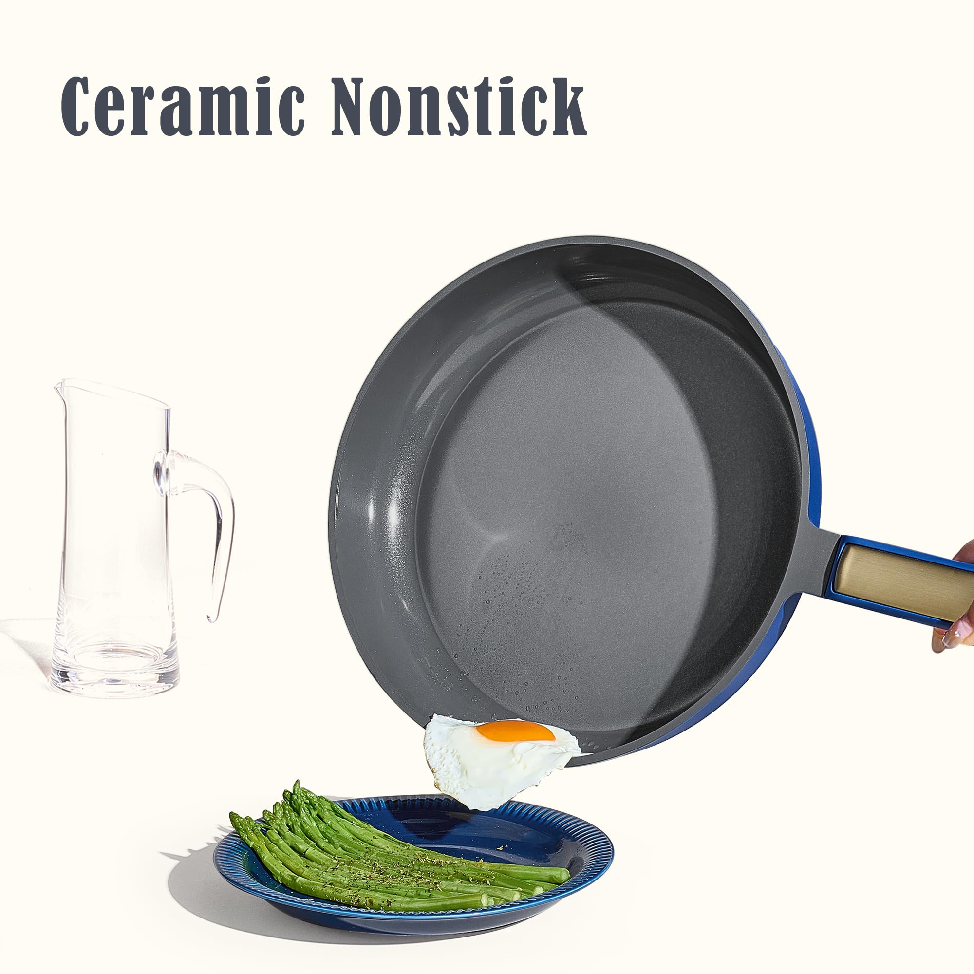 CAROTE Non Stick Frying Pan Skillet Set, Omelet Pan, Healthy Non Toxic Granite Chef Pan, Induction Compatible Egg Frying Pan with Heat-Resistant Handle, PFOA-Free,Black, 8"+10"+12"