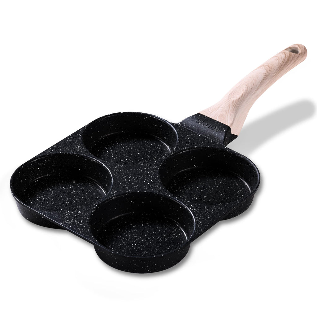 CAROTE Egg Pan Omelette Pan, 4-Cup Nonstick Granite Omelette Skillet - Pancake Pan and Healthy Egg Cooker Suitable for Gas Stove & Induction Cookware