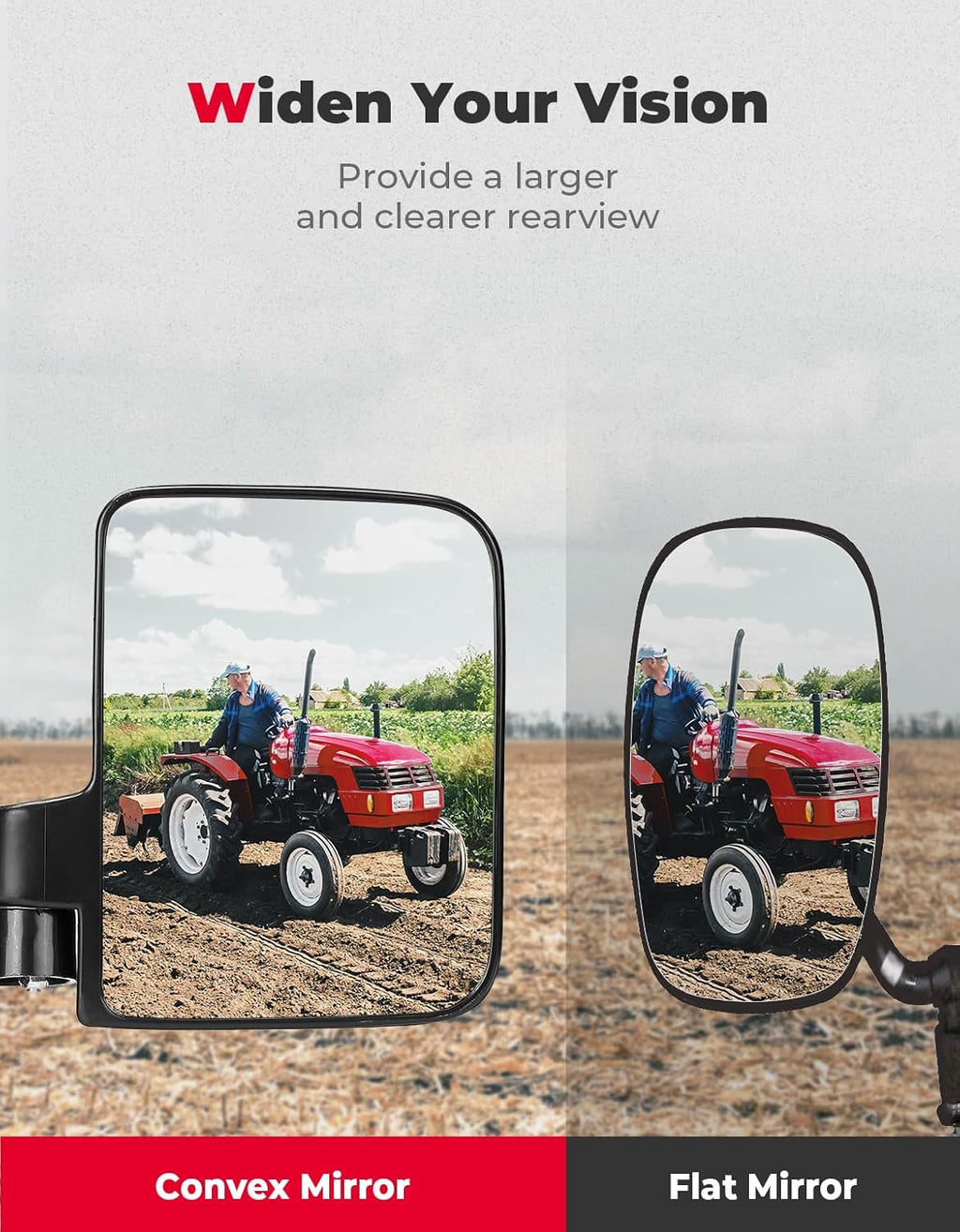 KEMIMOTO Tractor Magnetic Side Mirrors, 114 Lbs Magnet Rear View Mirror for Tractors, Forklifts, Lawn Movers, Golf Cart, Small Dozers, Lift Trucks, Compatible with John Deere, Kubota, Toyota, CASE