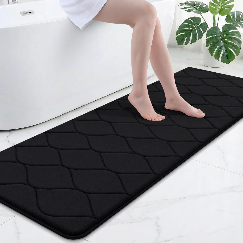 Smiry Memory Foam Bath Mat 30''x20'', Ultra Soft Non-Slip Bathroom Rug, Plush Water Absorbent Quick Dry and Machine Washable Floor Mat for Shower, Tub & Home Decor, Grey