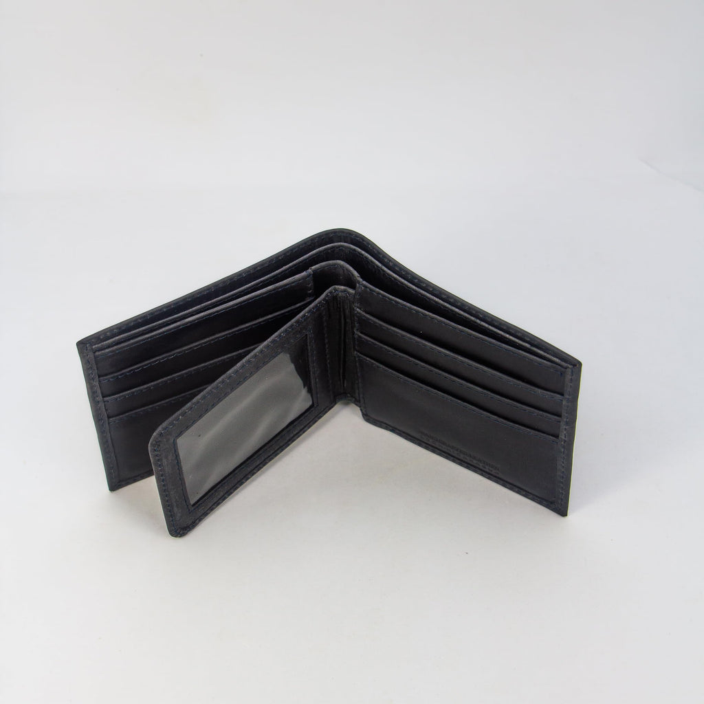 TWIN ENGINE COFFEE Handcrafted Leather Wallet, Extra Capacity Bifold Wallet with Bonus Insert + 2 ID Windows, Hand Stitched Top Grain, Slim Billfold with 8 Card Slots, Origin Creations (Deep Ocean)