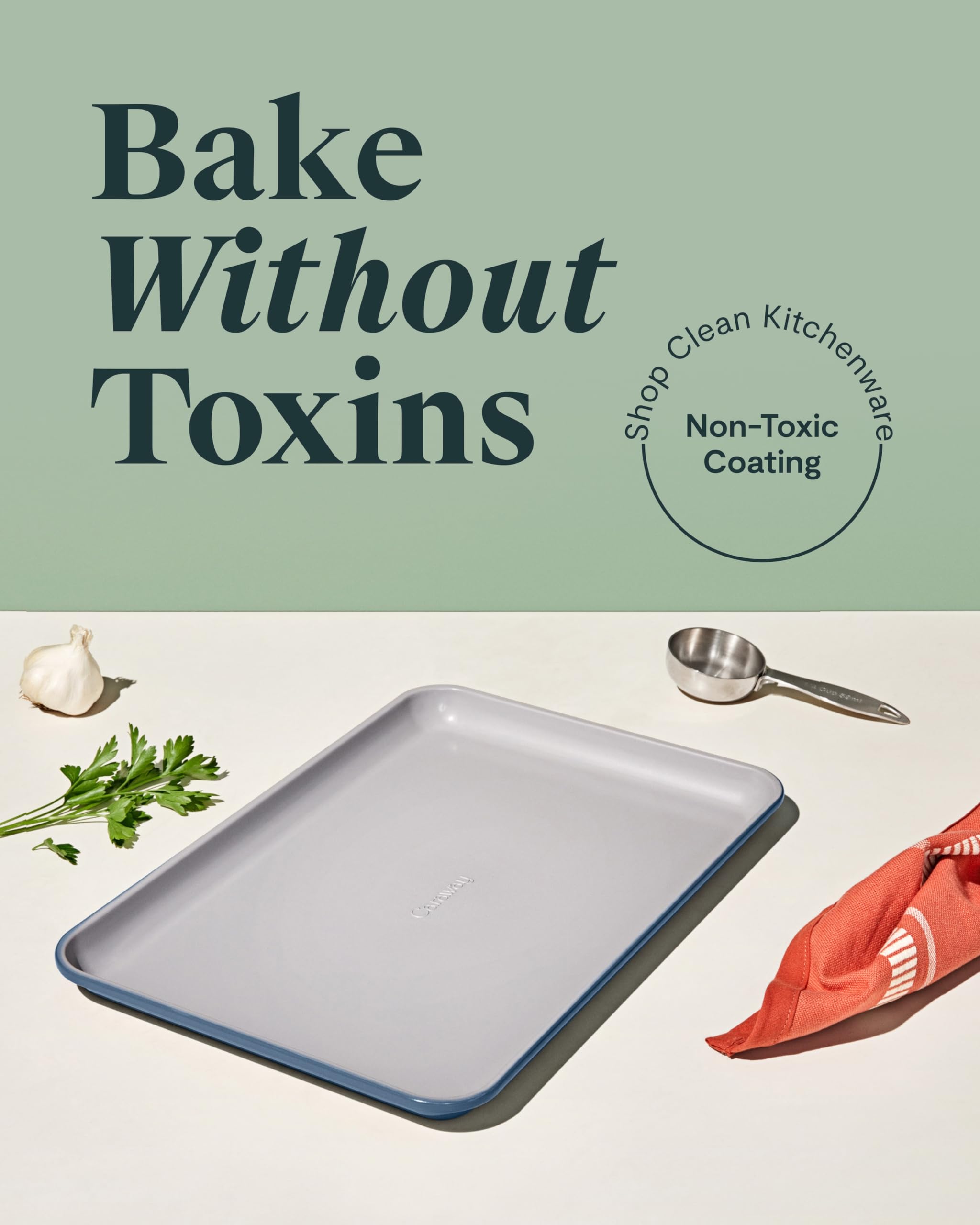 Caraway Non-Stick Ceramic Medium Baking Sheet Duo - Naturally Slick Ceramic Coating - Non-Toxic, PTFE & PFOA Free - Perfect for Baking, Roasting, and More - Medium (15" x 10") - Cream