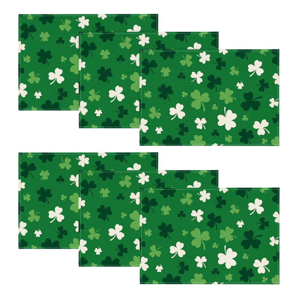 Artoid Mode Green Shamrock St. Patrick's Day Placemats Set of 4, 12x18 Inch Seasonal Spring Table Mats for Party Kitchen Dining Decoration