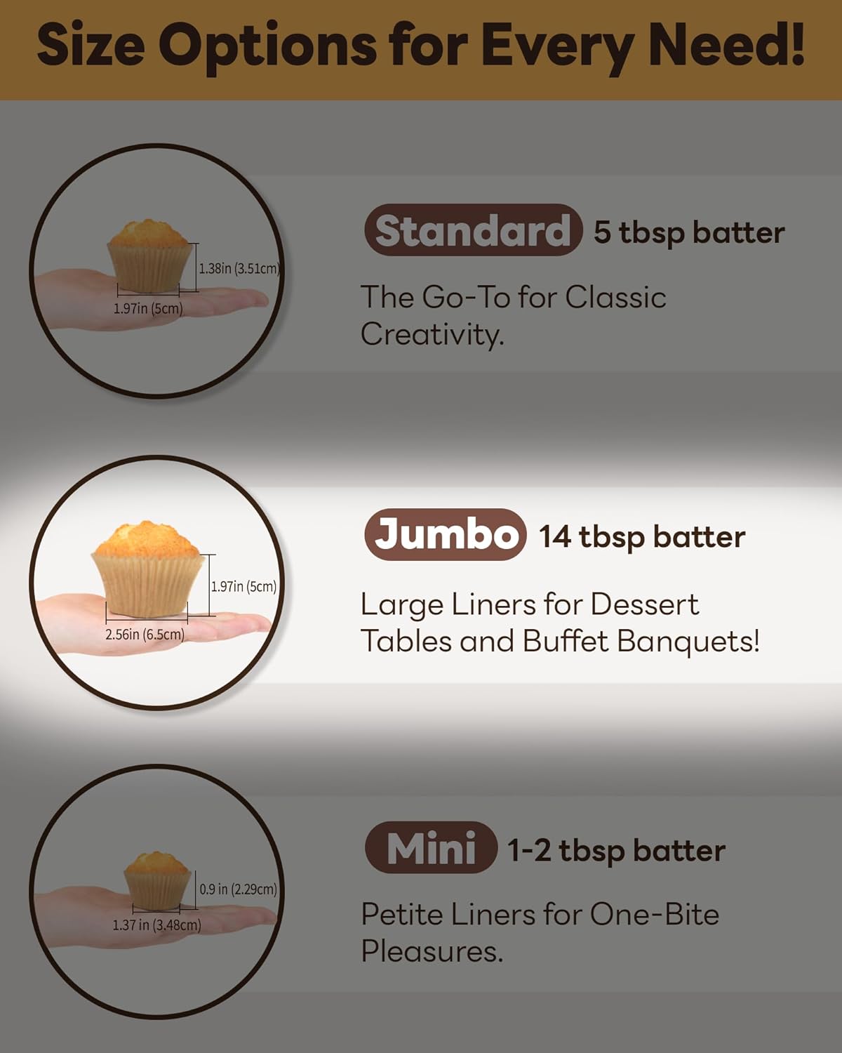 100pcs Jumbo Cupcake Liners for Baking, Natural Jumbo Muffin Liners, Unbleached, Greaseproof Parchment Paper, Cupcake Wrapper for Party, Wedding, Birthday, Christmas