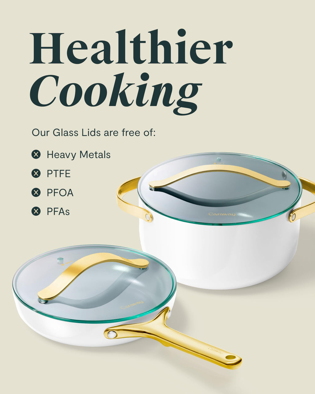 Caraway 10.5" Glass Lid for Pots and Pans - Made With Tempered Glass - Sized to Fit Caraway Ceramic-Coated & Stainless Steel Cookware