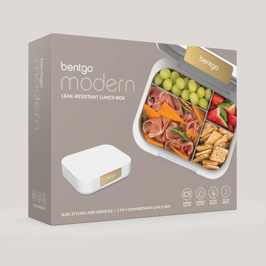 Bentgo Modern - Adult & Teen Bento Lunch Box; 3-4 Compartments, Leak-Resistant, 5.5 Cup Capacity/44 fl oz, Improved Locking Clips, Reusable, BPA-Free, Dishwasher/Microwave Safe Tray (Dark Gray)