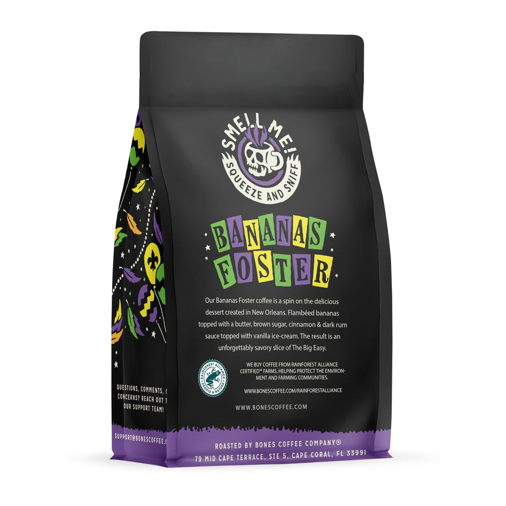 Bones Coffee Company Cinnamon Roll Flavored Coffee, Medium Roast Low Acid Arabica Beans Compatible with Auto drip and French Press Coffee Maker, 12 Oz Ground