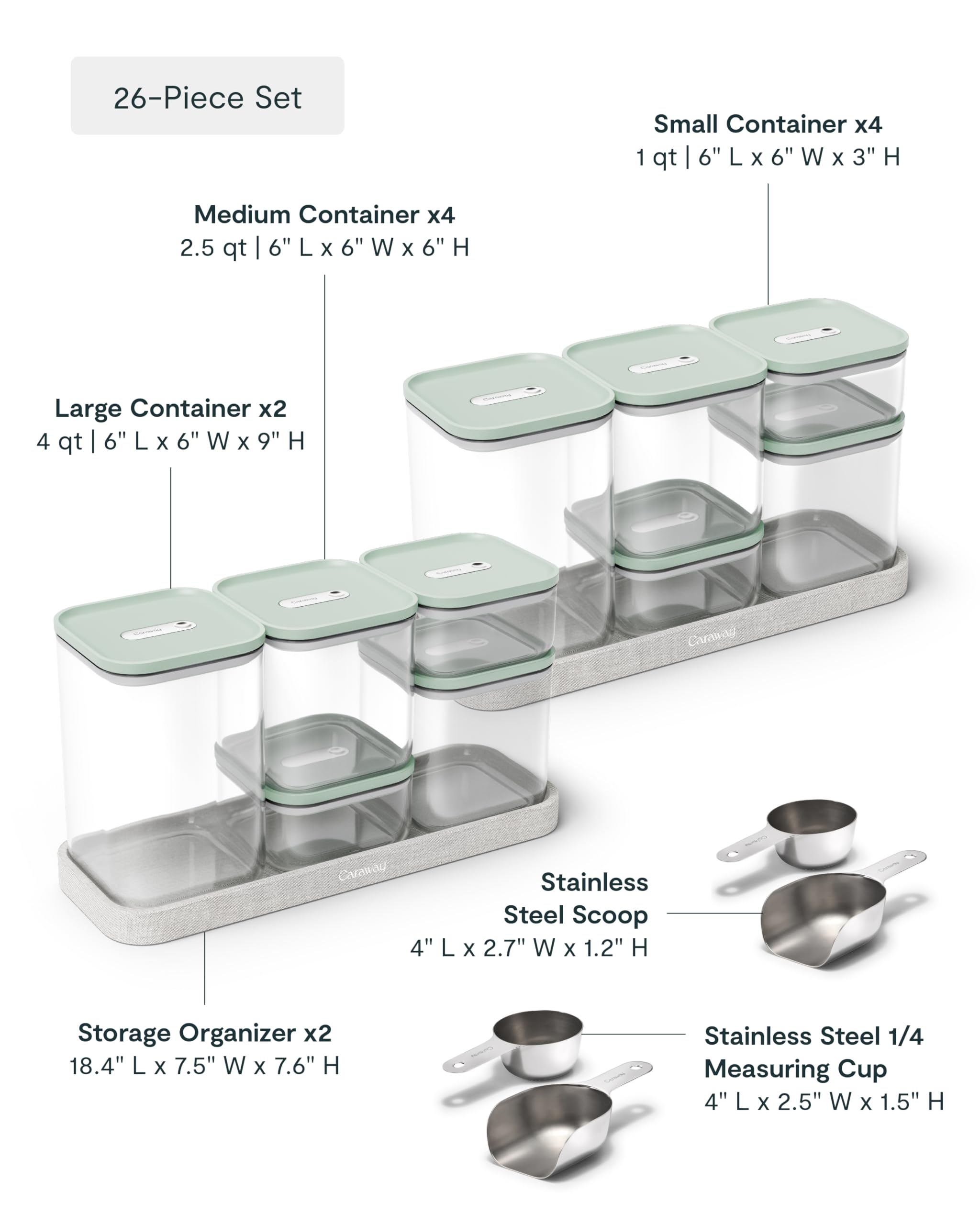 Caraway 13-Piece Glass Airtight Food Storage Containers with Lids – Non-Toxic, BPA-Free Kitchen Storage Containers – Stackable, Space-Saving Airtight Containers for Dry Goods and More - Navy