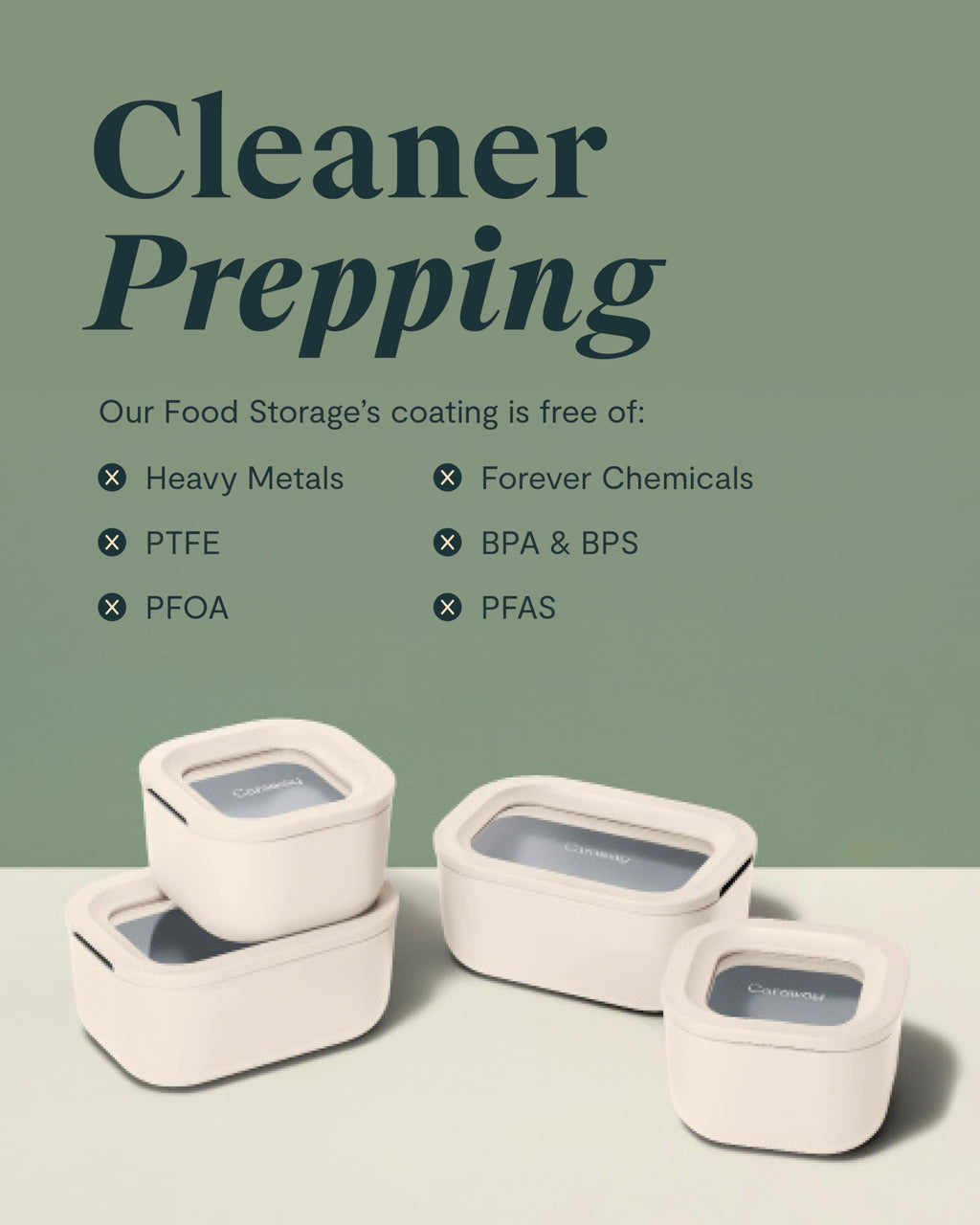 Caraway Glass Food Storage - 6.6 Cup Glass Container - Ceramic Coated Food Container - Non Stick Lunch Box Container with Lids - Dishwasher, Oven, & Microwave Safe - Cream