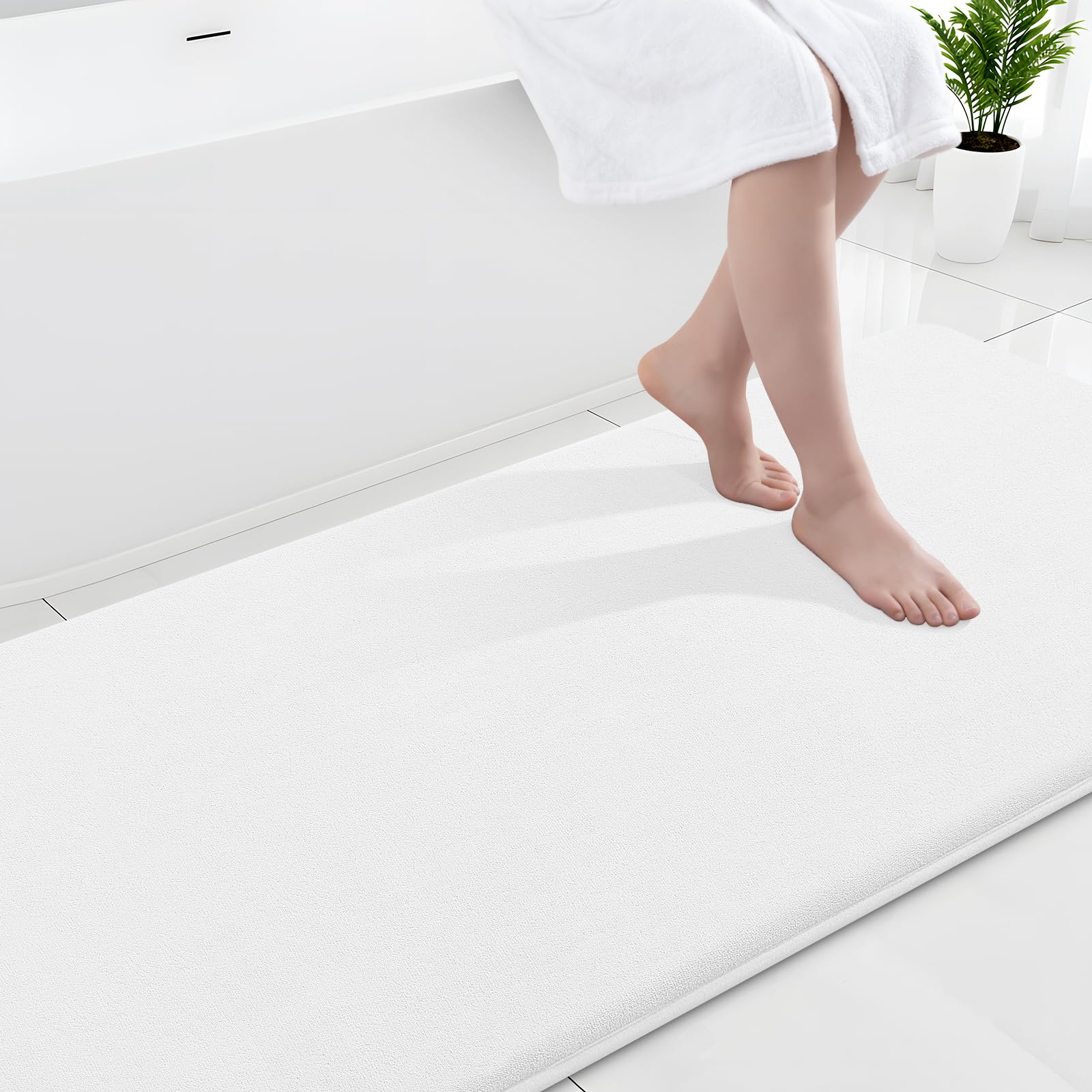 Smiry Memory Foam Bath Mat 30x20, Extra Soft and Absorbent Bathroom Mats, Non Slip Washable Carpet for Floor, Shower and Tub, Black