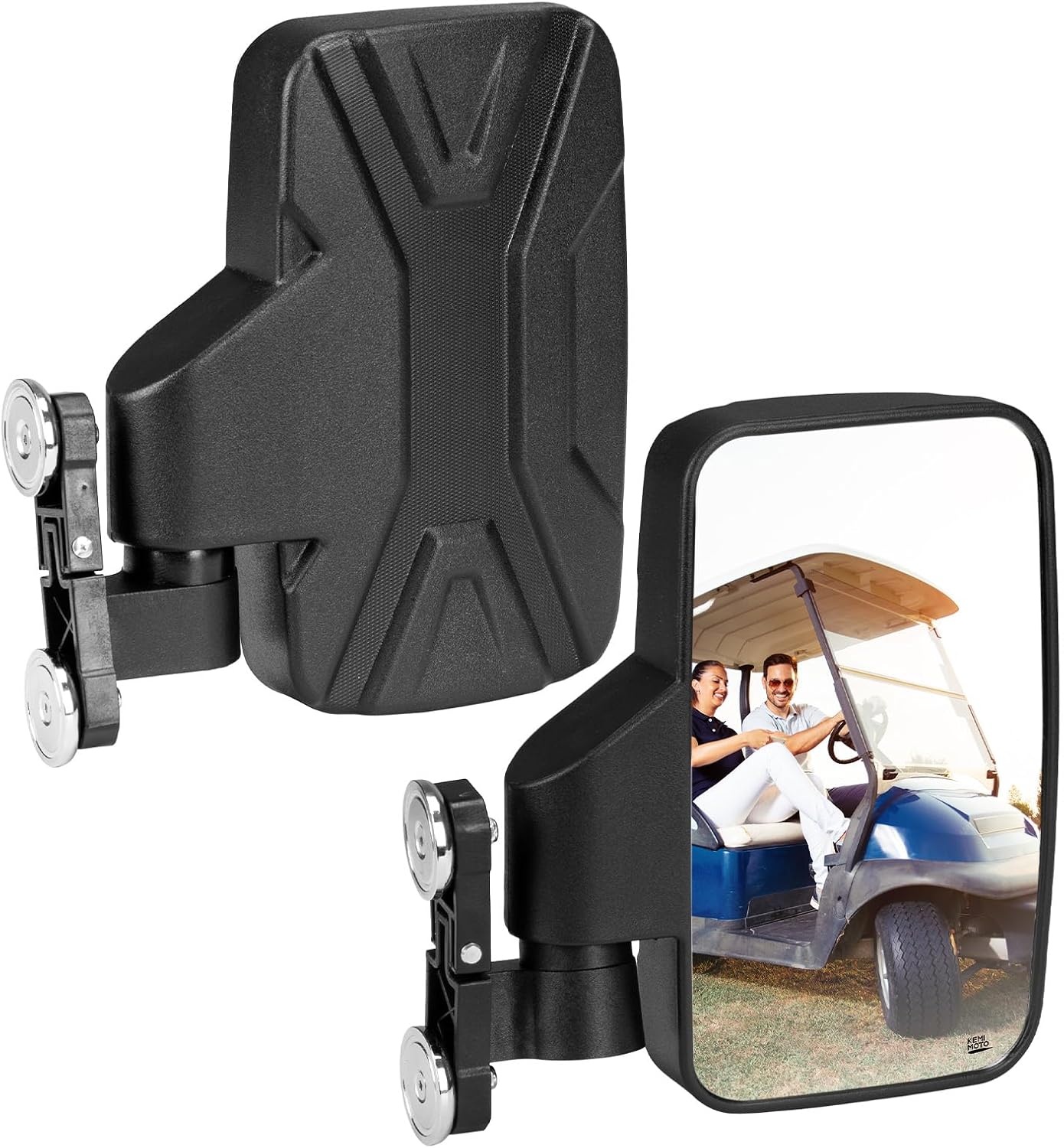 KEMIMOTO Magnetic Golf Cart Side Mirrors, No Drilling Magnetic Tractor Mirrors, Universal Rear View Mirror for Tractors, Forklifts, Lawn Movers, Golf Carts, Small Dozers, Lift Trucks