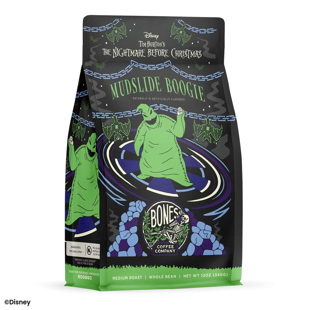Bones Coffee Company Fallout Rocky Route 66, Rocky Road Flavored Coffee, Medium Roast Low Acid Arabica Beans Compatible with Auto drip and French Press Coffee Maker, 12 Oz Ground
