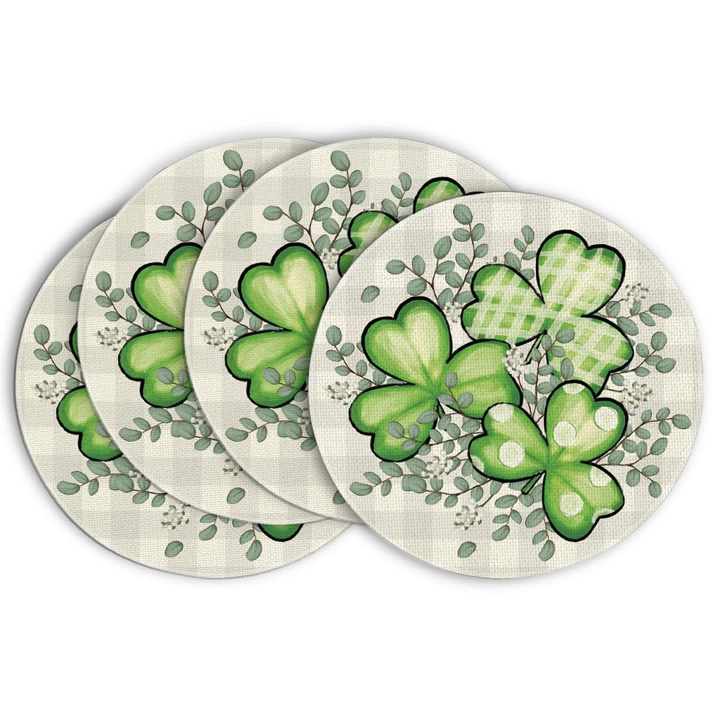 Artoid Mode Bufflao Plaid Shamrock St. Patrick's Day Placemats Set of 4, 12x18 Inch Seasonal Spring Table Mats for Party Kitchen Dining Decoration