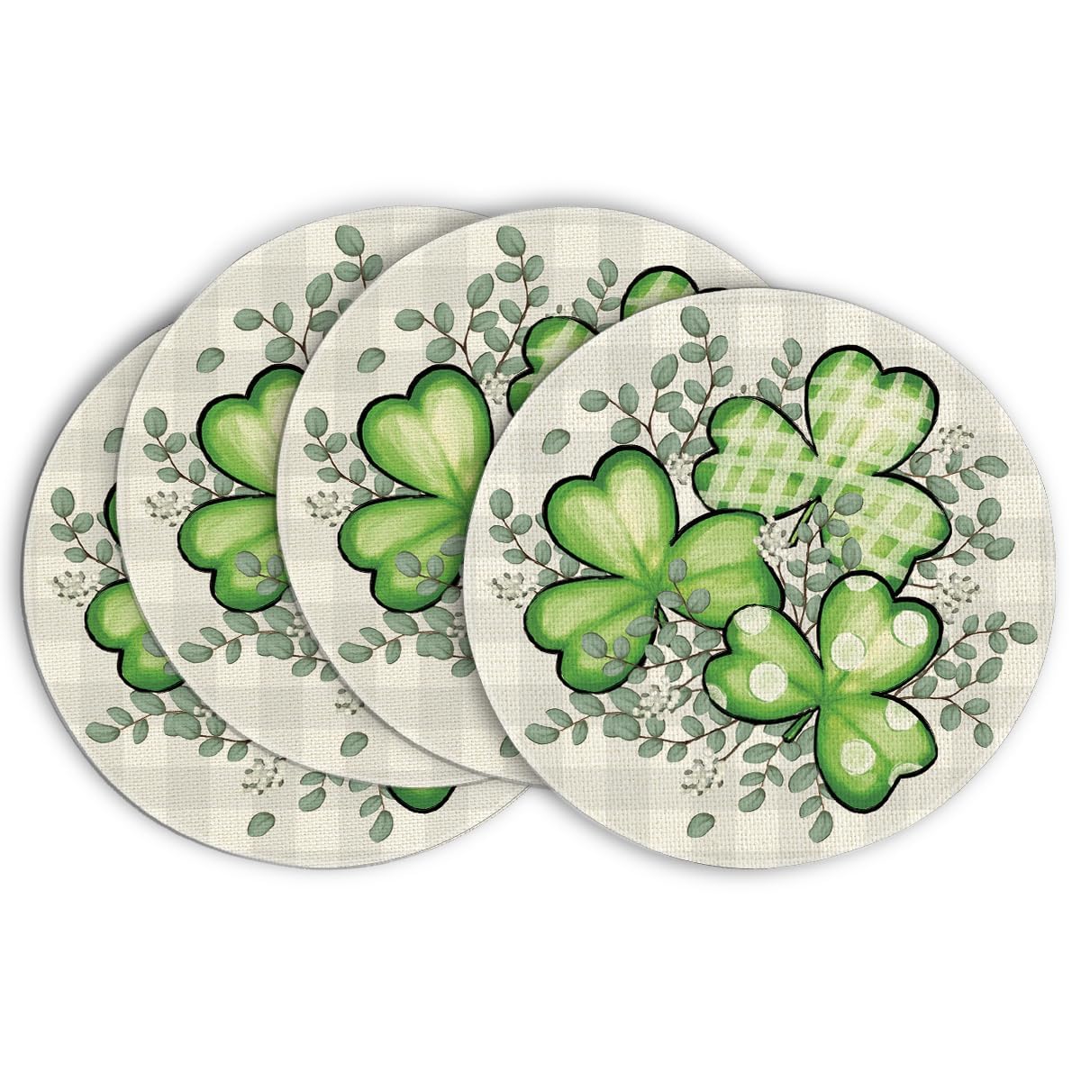Artoid Mode Bufflao Plaid Shamrock St. Patrick's Day Placemats Set of 4, 12x18 Inch Seasonal Spring Table Mats for Party Kitchen Dining Decoration