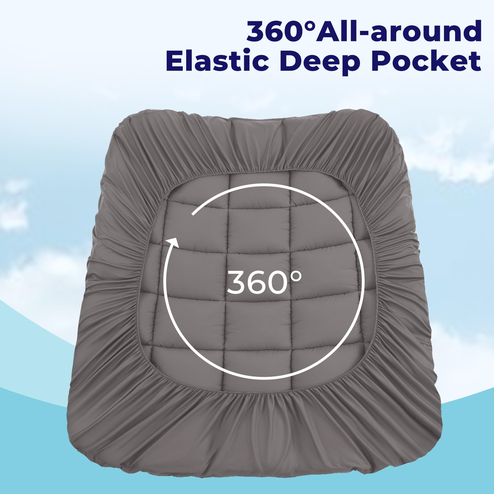 OLANLY Dual-Layer 4 Inch Queen Size Memory Foam Mattress Topper for Back Pain, 2 Inch Cooling Pillow Top Mattress Pad Cover and 2 Inch Gel Memory Foam Topper, Deep Elastic Pocket, Grey