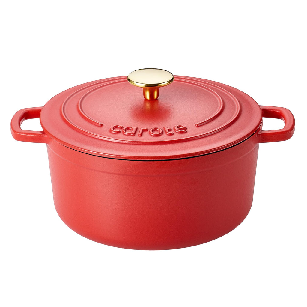 CAROTE 7QT Enameled Cast Iron Dutch Oven Pot with Lid, Heavy-Duty Dutch Ovens for Sourdough Bread Baking, Braising, Stews, Roasting, Healthy & Non-Toxic, Dual Handles, All Stovetop Compatible, Oven Safe up to 500° F, Cream White