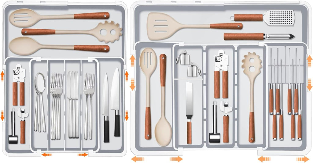 Homecor Silverware Drawer Organizer Utensil Drawer Organizer for Kitchen Grey