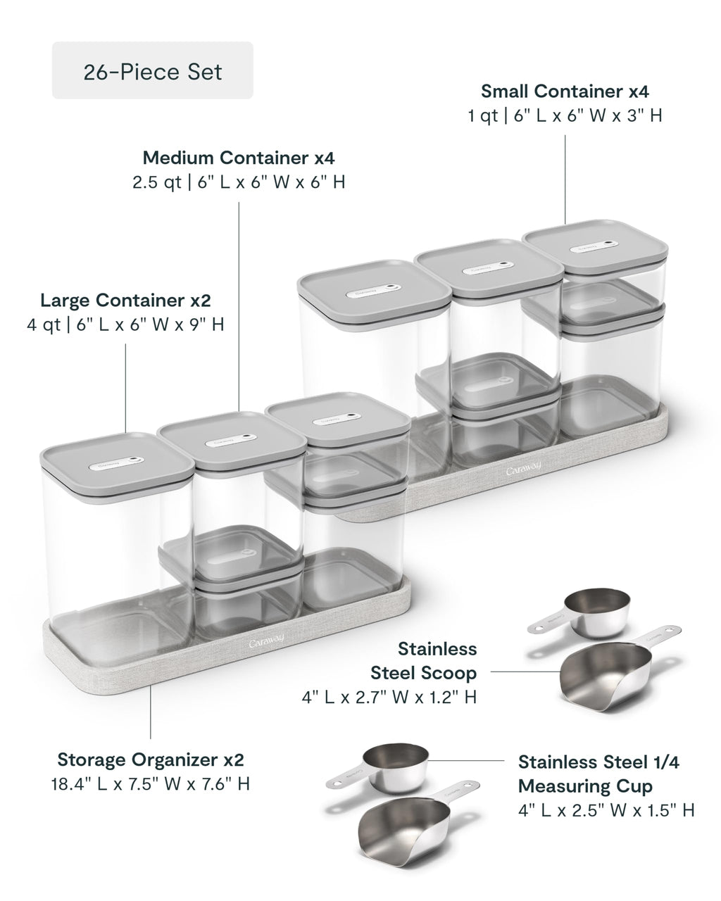 Caraway 13-Piece Glass Airtight Food Storage Containers with Lids – Non-Toxic, BPA-Free Kitchen Storage Containers – Stackable, Space-Saving Airtight Containers for Dry Goods and More - Navy