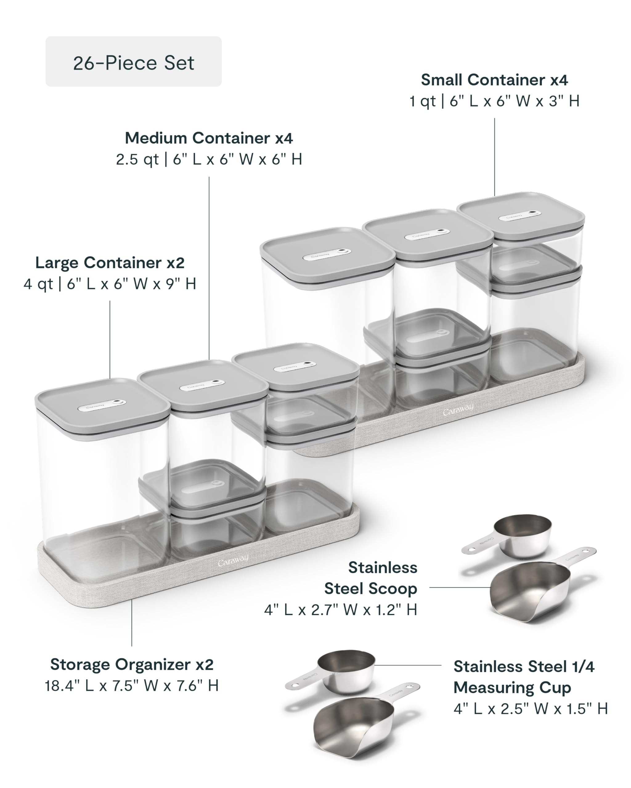 Caraway 13-Piece Glass Airtight Food Storage Containers with Lids – Non-Toxic, BPA-Free Kitchen Storage Containers – Stackable, Space-Saving Airtight Containers for Dry Goods and More - Navy
