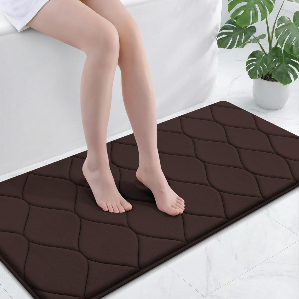 Smiry Memory Foam Bath Mat 30''x20'', Ultra Soft Non-Slip Bathroom Rug, Plush Water Absorbent Quick Dry and Machine Washable Floor Mat for Shower, Tub & Home Decor, Grey