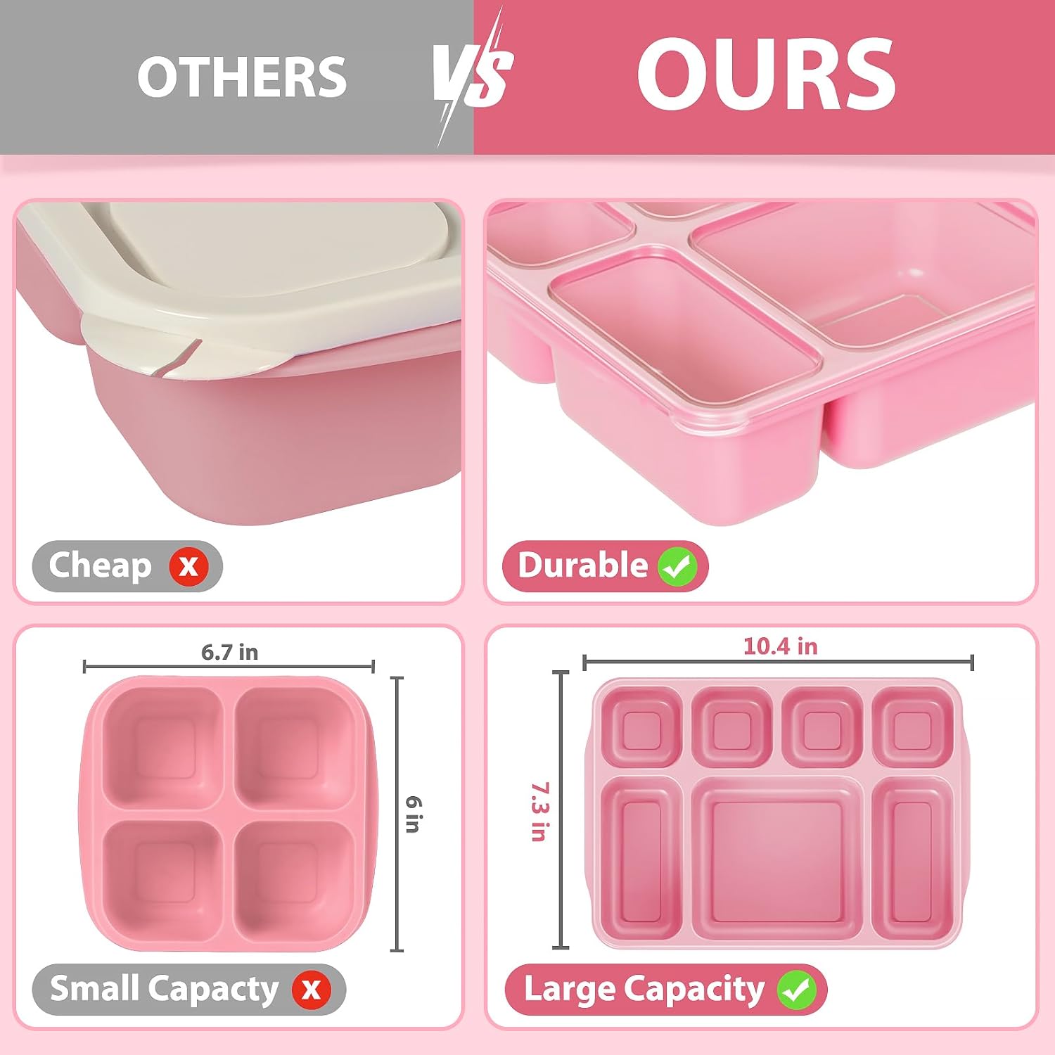 Freshmage Bento Box Lunch Box 3 Pack, 7-Compartment Meal Prep Containers with Lids, Reusable Stackable Snack Containers for Adults, BPA-Free, Microwave & Dishwasher Safe (3 Colors)