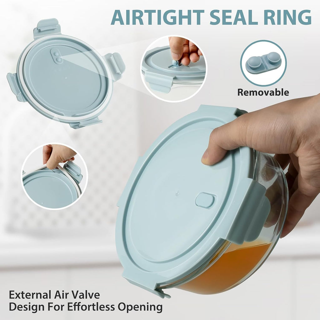 Freshmage 4 Pack 30oz Glass Food Storage Containers with Lids and 4 Pack 20oz Glass Meal Prep Containers with Lids, Heat-Resistant BPA-Free, Microwave, Oven, Dishwasher, and Freezer Safe