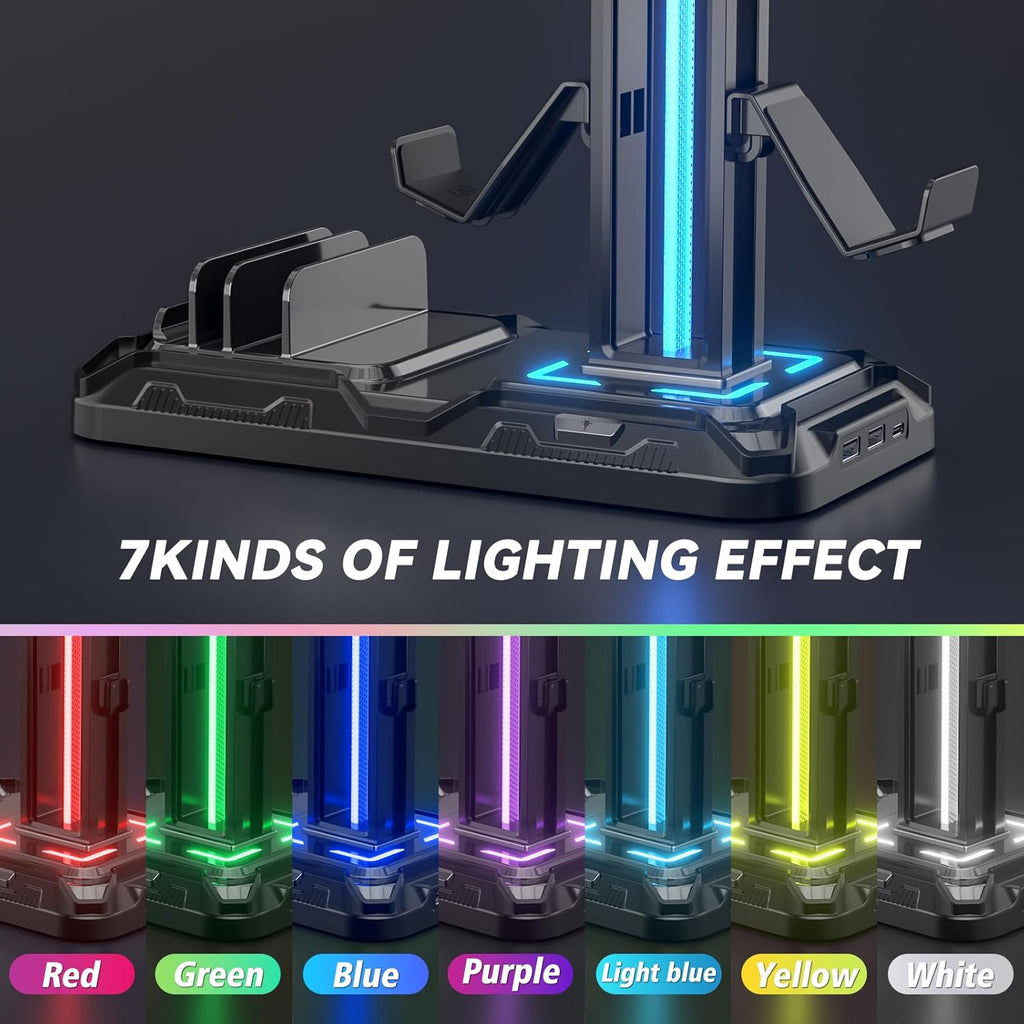 KDD Headphone Stand with Drawer - Headset, Controller Holder for Desk & Headset Stand with Phone Holder