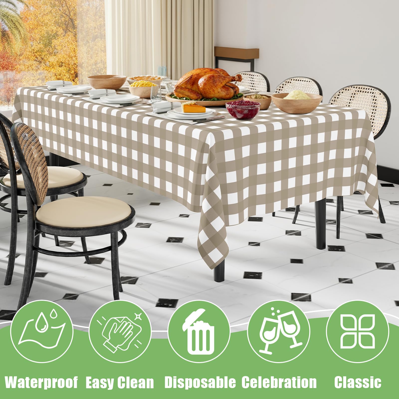 Smiry 3 Pack Red Gingham Disposable Tablecloths - 54" x 108" Heavy Duty Plastic Table Cloth, Waterproof Buffalo Plaid Table Covers for Picnic, Banquets, Outdoor Parties