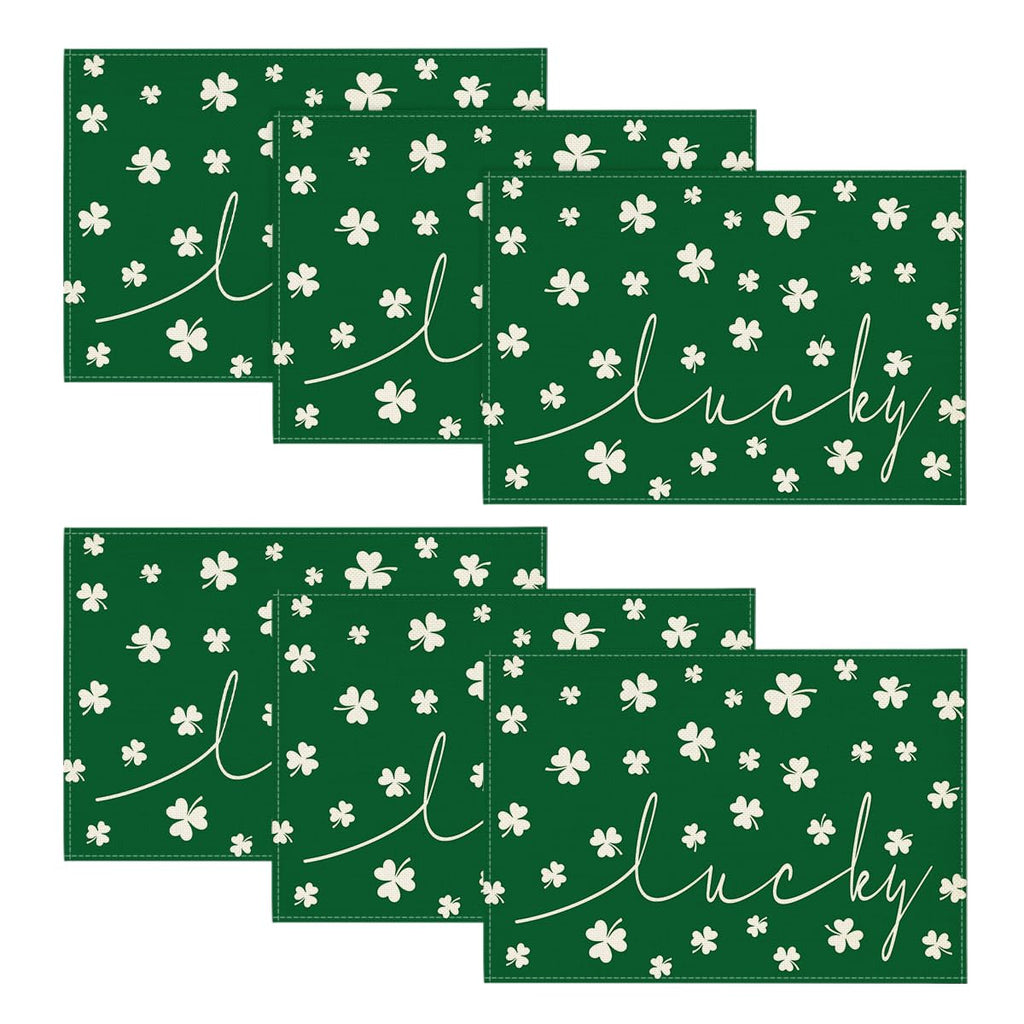Artoid Mode Green Lucky Shamrock St. Patrick's Day Placemats Set of 4, 12x18 Inch Seasonal Spring Table Mats for Party Kitchen Dining Decoration
