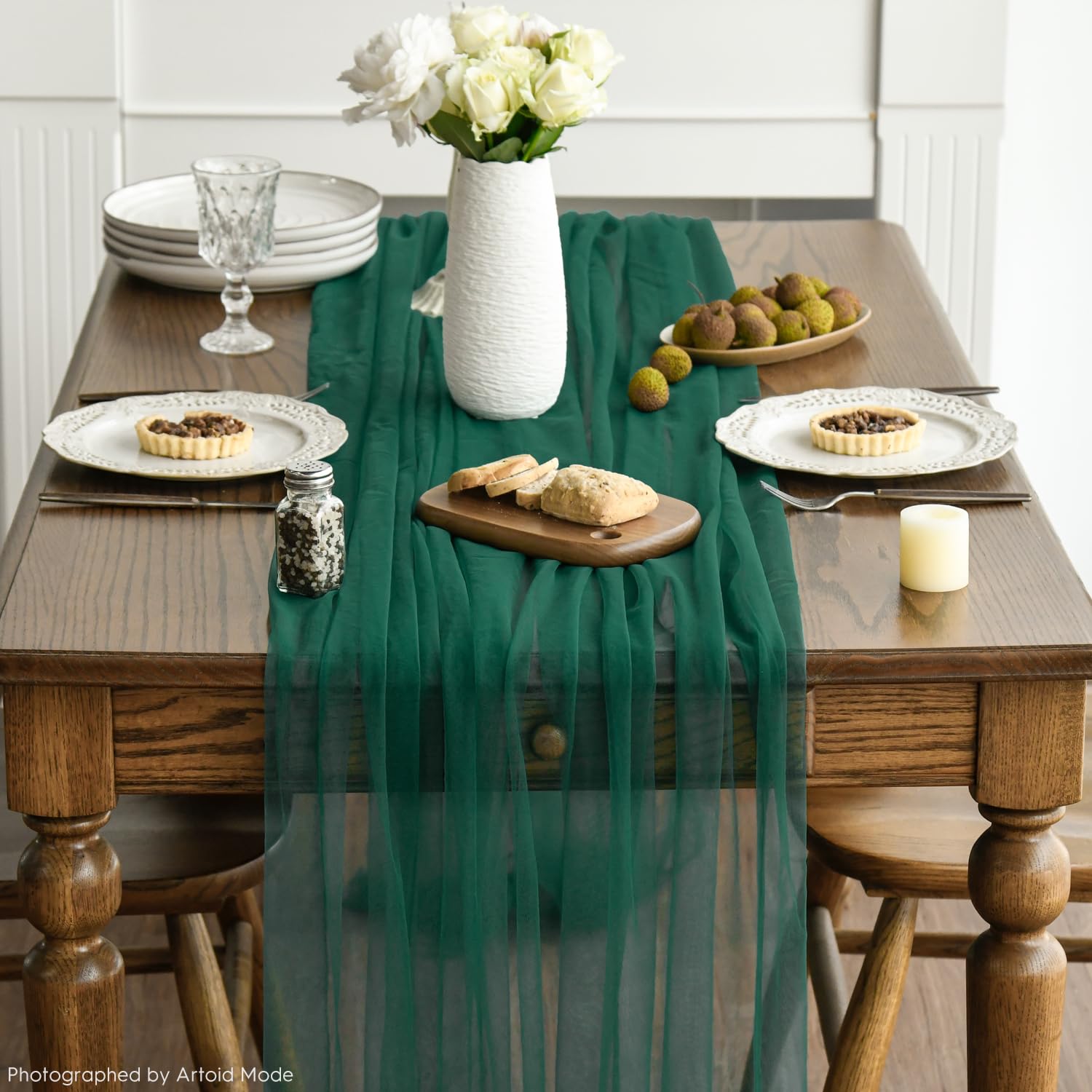 Artoid Mode Red Gauze Table Runner 120 Inch 10FT, Seasonal Sheer Kitchen Dining Holiday Wedding Birthday Baby Shower Table Decor for Home Party