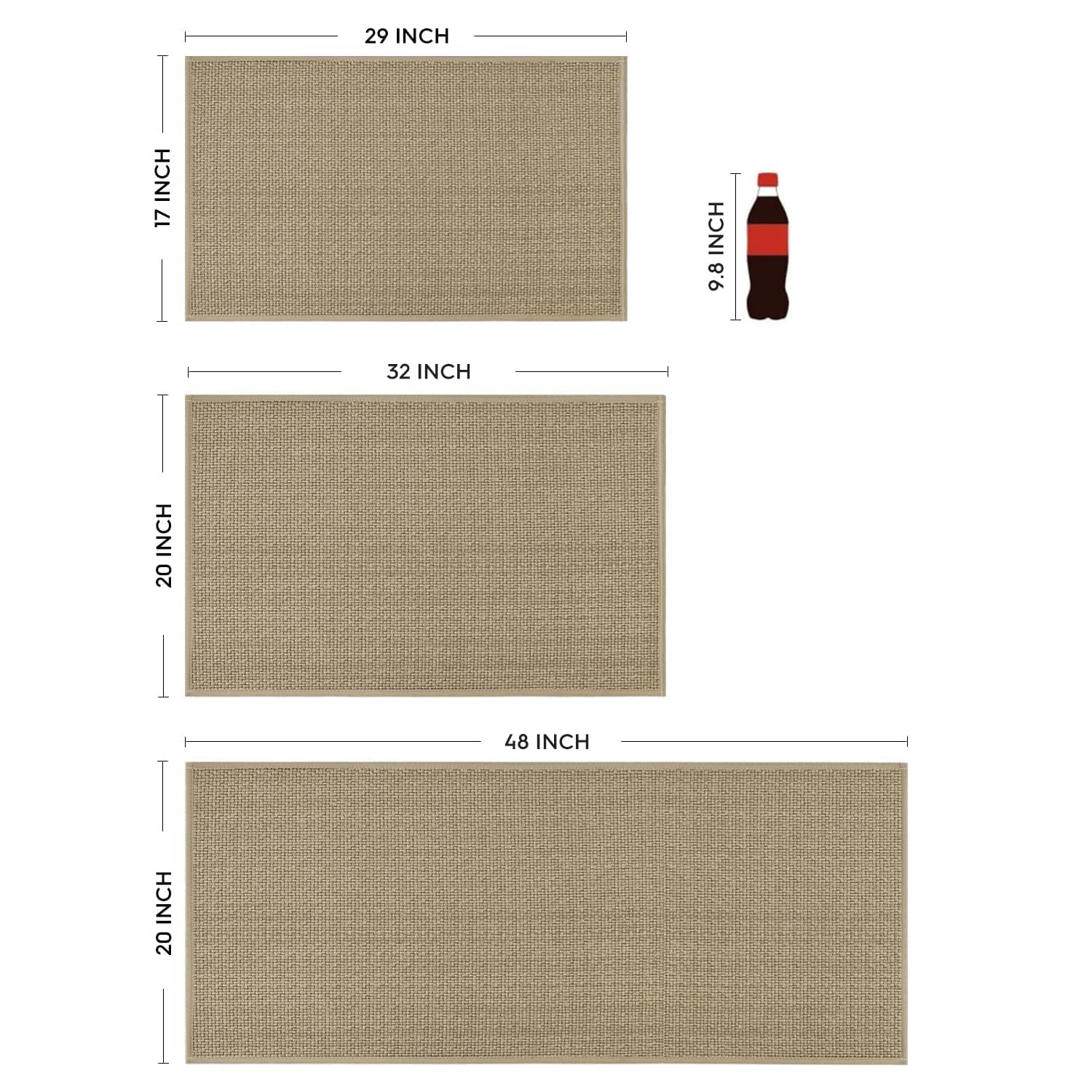 Artoid Mode Washable Non Slip Kitchen Rugs and Mats Set of 2, Rubber Backing Absorbent Kitchen Mats for Floor Front of Sink - 17x29 and 17x47 Inch