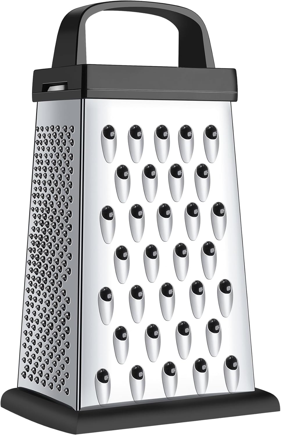 Cheese Grater, Mini Size 4-Sided Stainless Steel Grater, Food Shredder for Cheese, Parmesan, Vegetable, Dishwasher Safe, Black