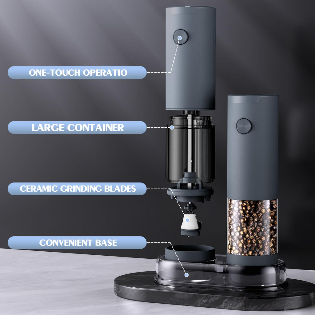 Electric Salt and Pepper Grinder Set Automatic Battery Pepper Mill Shakers Adjustable Coarseness Upgraded Larger Capacity with Led Home and Kitchen Appliances Birthday Gifts for Women Mom