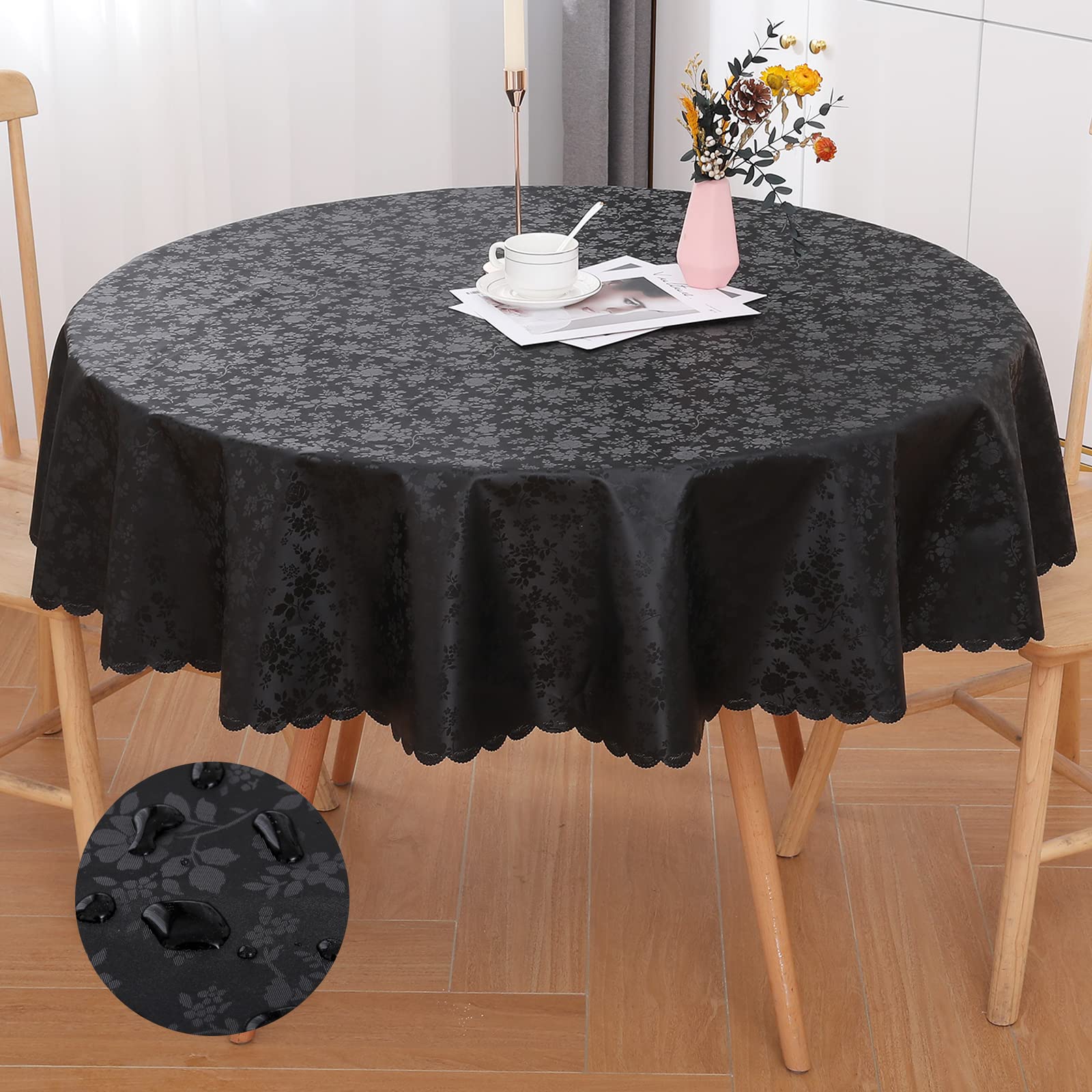 Smiry Rectangle Table Cloth, Waterproof Heavy Duty Vinyl Tablecloths, Wipeable Washable Table Cover for Kitchen and Dining Room (Beige, 60" X 84")