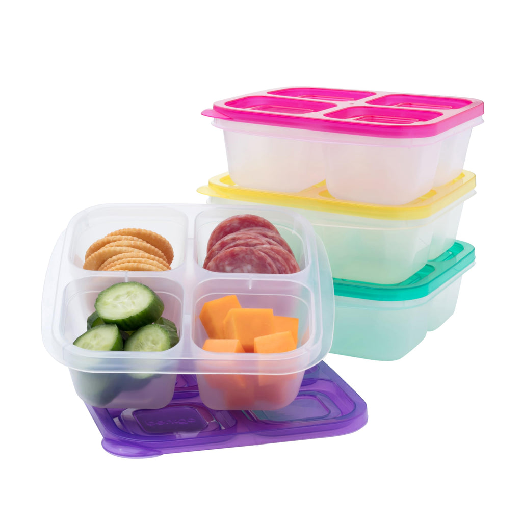 Bentgo Easyboxes 4-Compartment Snack Containers - 8-Piece Set with 4 Trays & 4 Custom-Fit Lids to Seal in Freshness - Reusable Food Storage & Meal Prep Bento BPA-Free Containers (Classic)