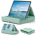KDD Tablet Pillow Holder, Foldable iPad Stand for Lap, Bed and Desk -Tablet Soft Pad Dock with Pocket & Stylus Mount Compatible with iPad Pro 12.9, 10.5, 9.7 Air Mini 6 5 4 3, Galaxy Tab,E-Reader