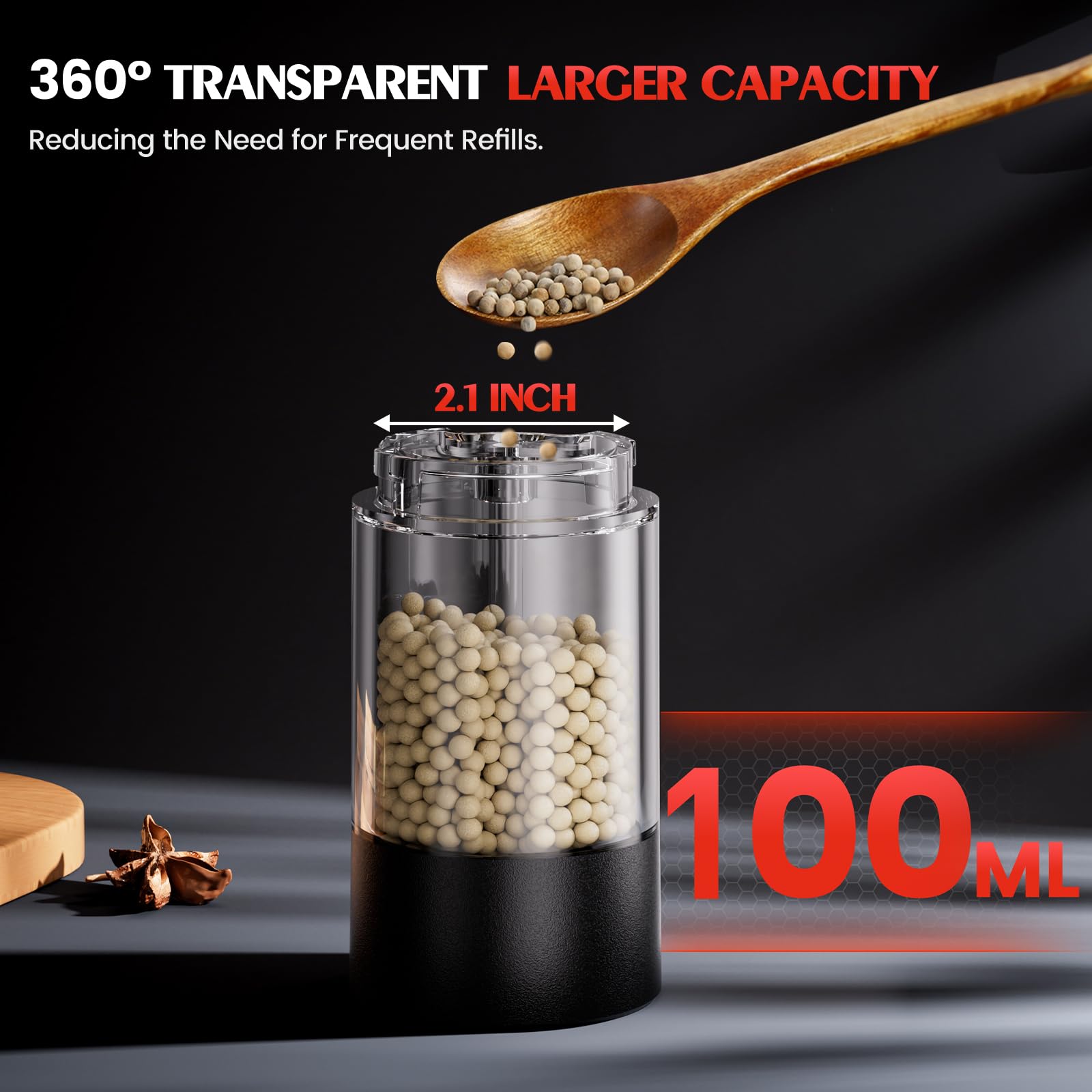 Electric Salt and Pepper Grinder Set Automatic Battery Pepper Mill Shakers Adjustable Coarseness Upgraded Larger Capacity with Led Home and Kitchen Appliances Birthday Gifts for Women Mom