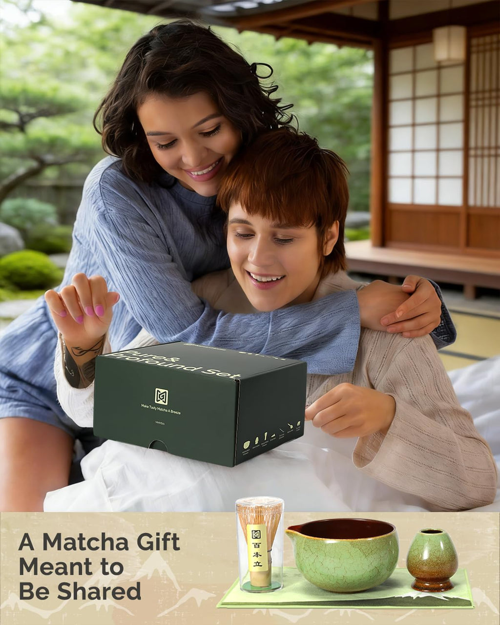Maestri House Pink Matcha Whisk Set, 7-Pc Complete Matcha Kit with Spouted Ceramic Bowl, Bamboo Whisk and Holder, Scoop, Spoon Rest & Sifter, Tea Cloth – Ideal Gift for Matcha Lovers (Pink)