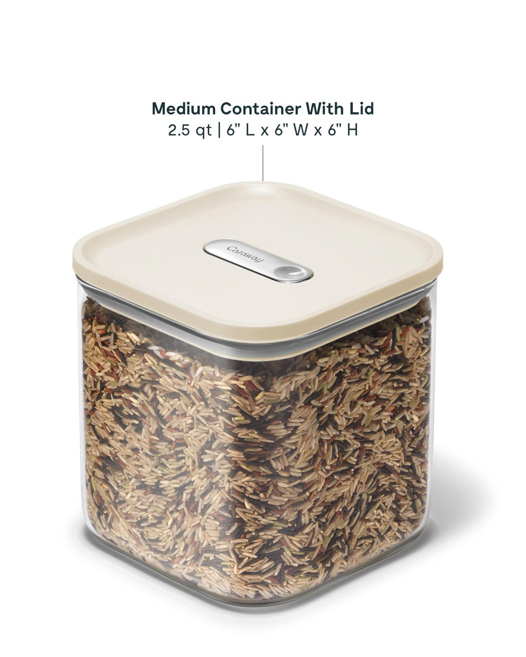 Caraway 4qt Glass Airtight Food Storage Container with Lid – Non-Toxic, BPA-Free Kitchen Storage Container – Stackable, Space-Saving Airtight Container for Dry Goods and More - Cream