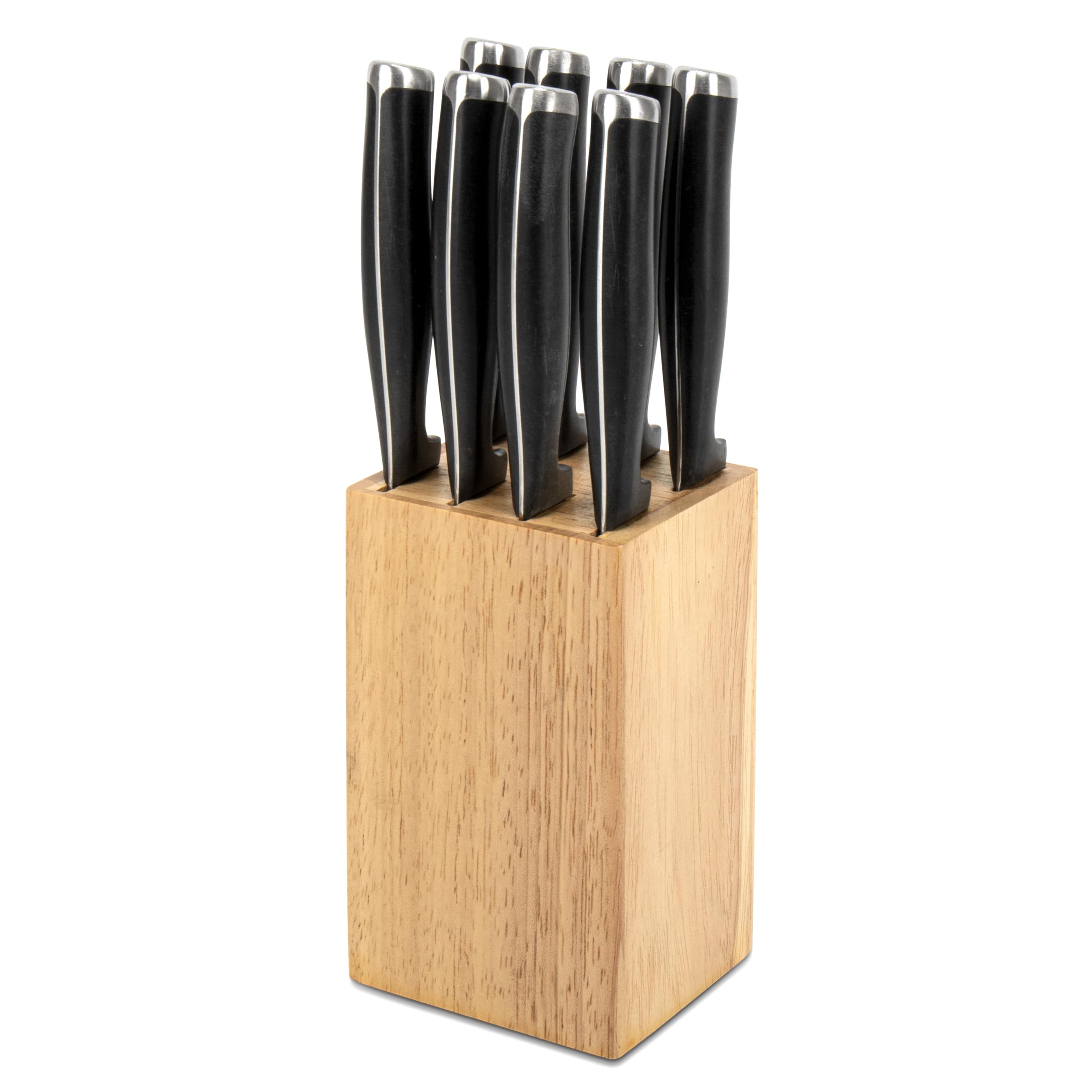 8 Slots Steak Knife Block Holder, 5.5" Wooden Small Knife Block without Knives,Compact and Space Saving Storage Knife Holder for Counter Top (Natural-1)